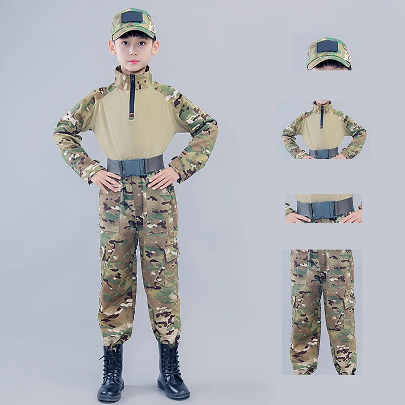 Children Boys  Tactical  Uniform Hunting Clothing Sets Airsoft Camouflage Suits Hiking Training Outdoor Parent-child