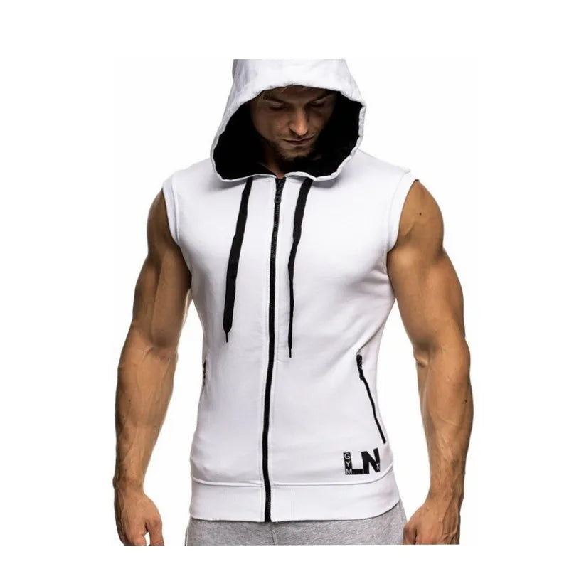 Mens Sleeveless Sweatshirt Hoodies New Clothing Hooded Tank Top Sporting Hooded for Mens Joggers Sportswear vest