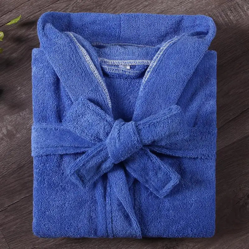 Kids Cotton Terry Bathrobe Sleepwear White Towel Nightgown Nightwear Loose Casual Hooded Robe Nightdress Child Home Clothes