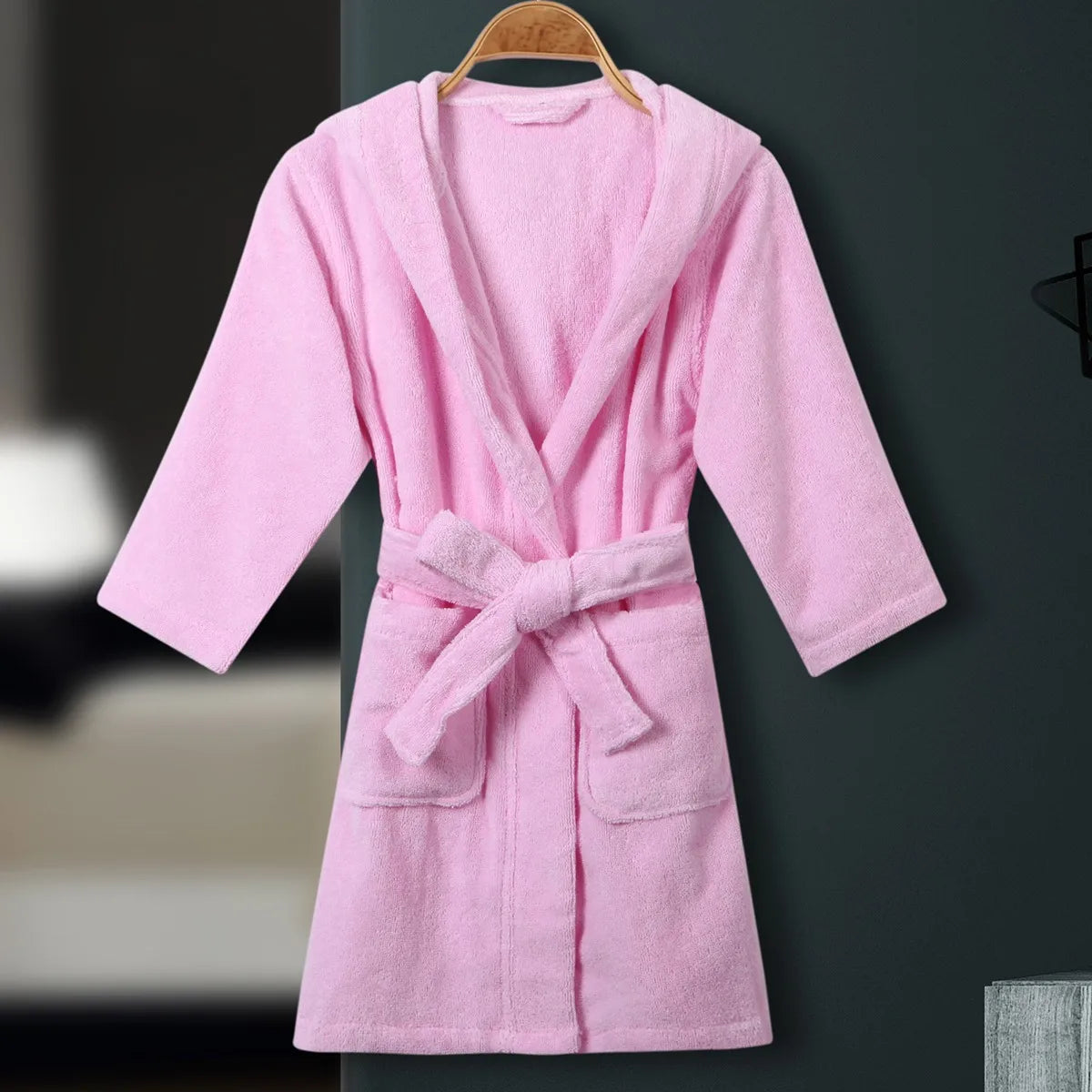 Kids Cotton Terry Bathrobe Sleepwear White Towel Nightgown Nightwear Loose Casual Hooded Robe Nightdress Child Home Clothes