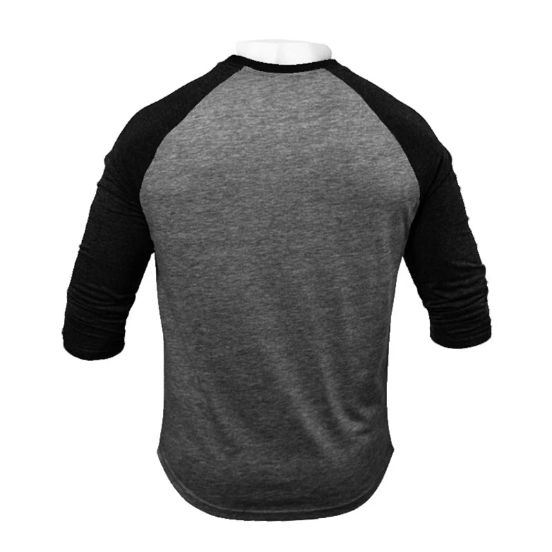 Mens Casual Brand Comfortable Sporting Clothing Print T-Shirt  Autumn Pullover O-Neck Fashion TShirts Slim Fit 3/4 Sleeve TShirt
