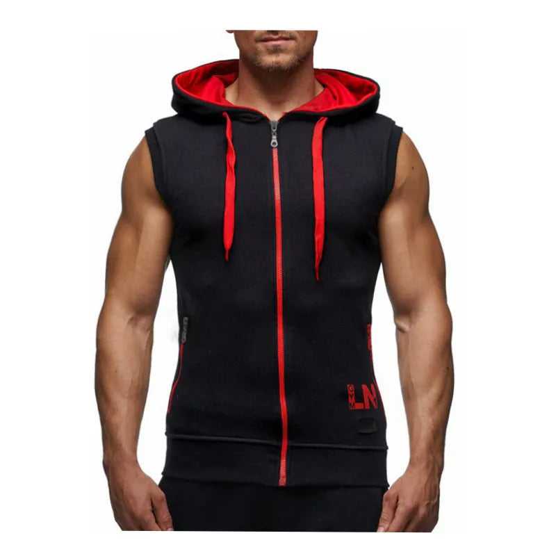 Mens Sleeveless Sweatshirt Hoodies New Clothing Hooded Tank Top Sporting Hooded for Mens Joggers Sportswear vest