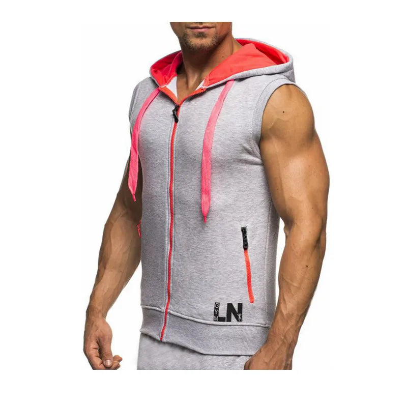 Mens Sleeveless Sweatshirt Hoodies New Clothing Hooded Tank Top Sporting Hooded for Mens Joggers Sportswear vest