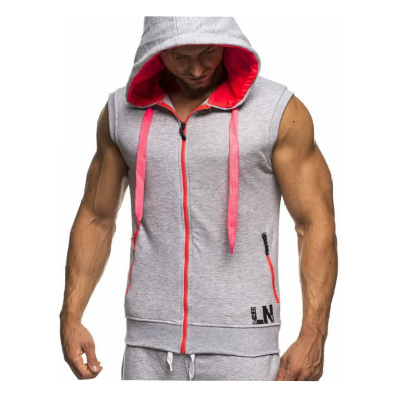 Mens Sleeveless Sweatshirt Hoodies New Clothing Hooded Tank Top Sporting Hooded for Mens Joggers Sportswear vest