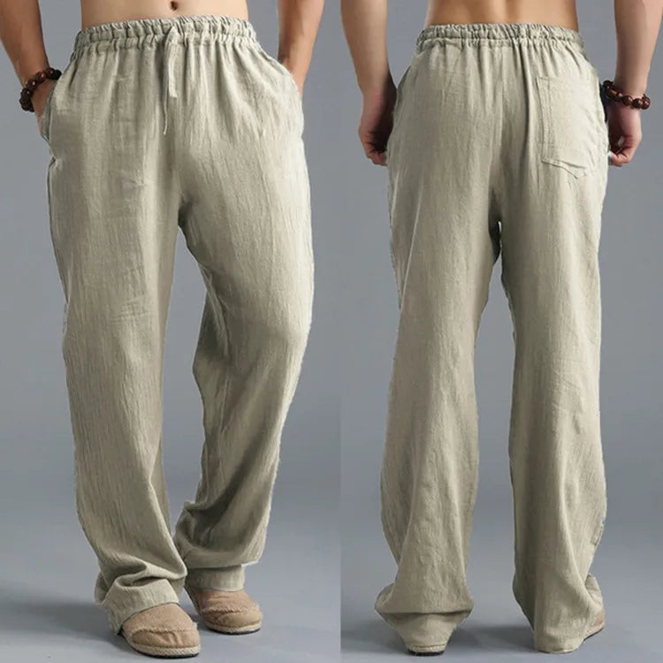 Mens Summer Casual Cotton Linen Loose Drawstring Yoga Pants Trousers  Men Clothing  Pantalones De Hombre Mens Pants