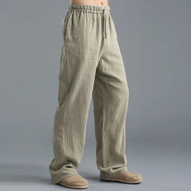 Mens Summer Casual Cotton Linen Loose Drawstring Yoga Pants Trousers  Men Clothing  Pantalones De Hombre Mens Pants
