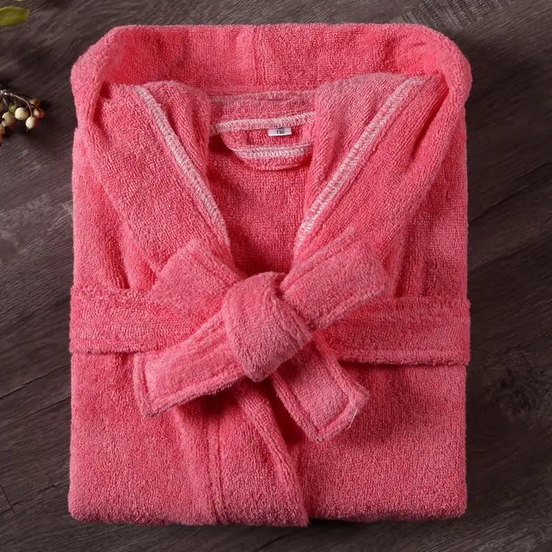 Kids Cotton Terry Bathrobe Sleepwear White Towel Nightgown Nightwear Loose Casual Hooded Robe Nightdress Child Home Clothes