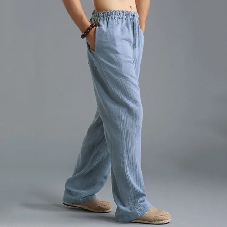 Mens Summer Casual Cotton Linen Loose Drawstring Yoga Pants Trousers  Men Clothing  Pantalones De Hombre Mens Pants