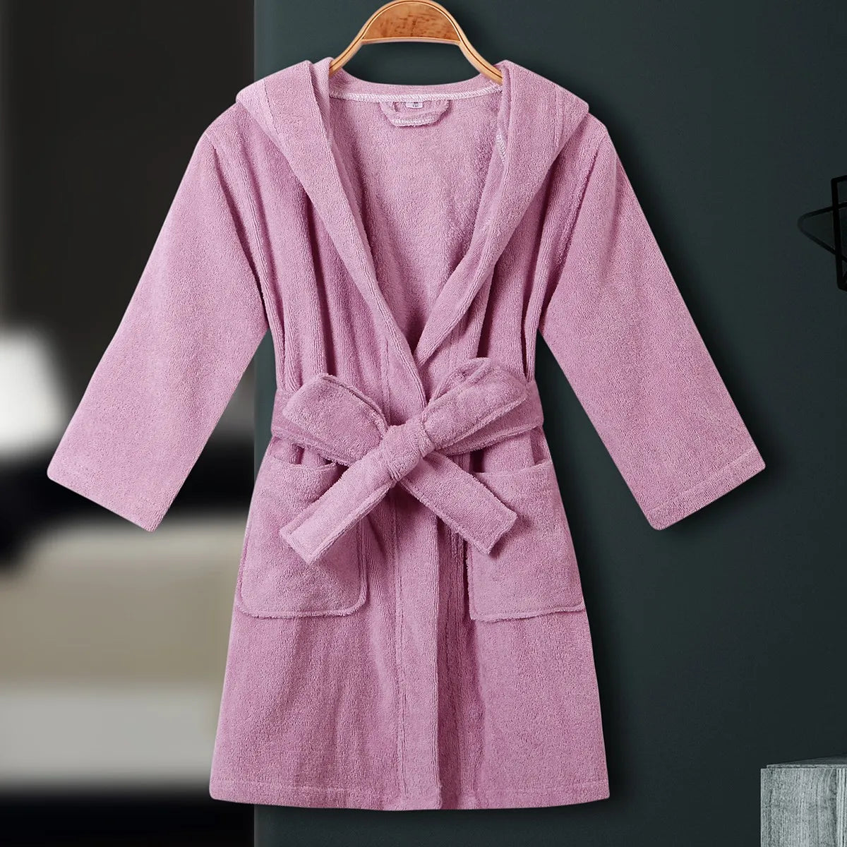 Kids Cotton Terry Bathrobe Sleepwear White Towel Nightgown Nightwear Loose Casual Hooded Robe Nightdress Child Home Clothes