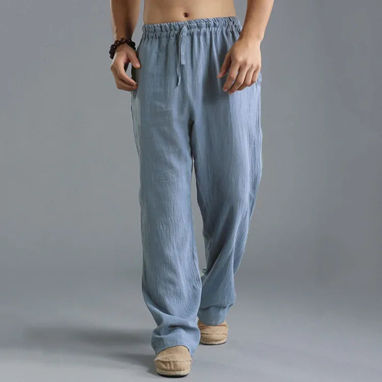 Mens Summer Casual Cotton Linen Loose Drawstring Yoga Pants Trousers  Men Clothing  Pantalones De Hombre Mens Pants