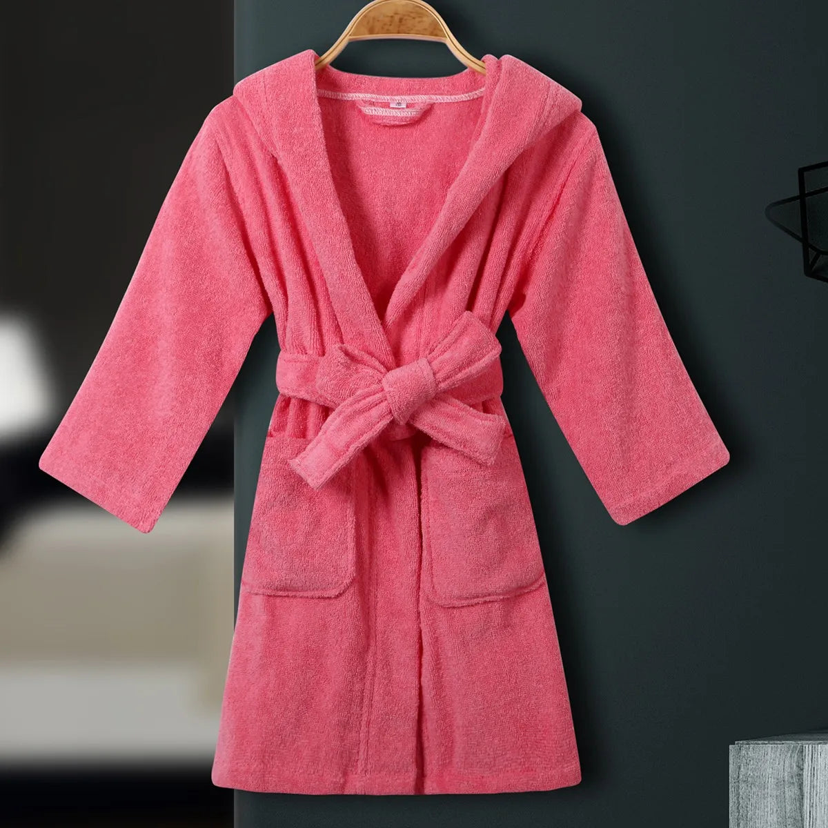 Kids Cotton Terry Bathrobe Sleepwear White Towel Nightgown Nightwear Loose Casual Hooded Robe Nightdress Child Home Clothes