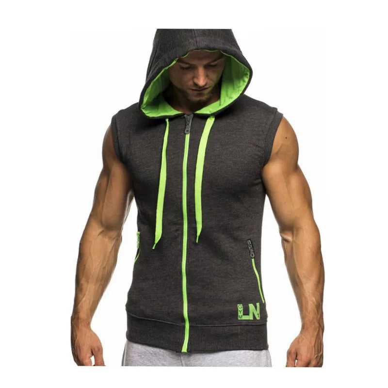 Mens Sleeveless Sweatshirt Hoodies New Clothing Hooded Tank Top Sporting Hooded for Mens Joggers Sportswear vest