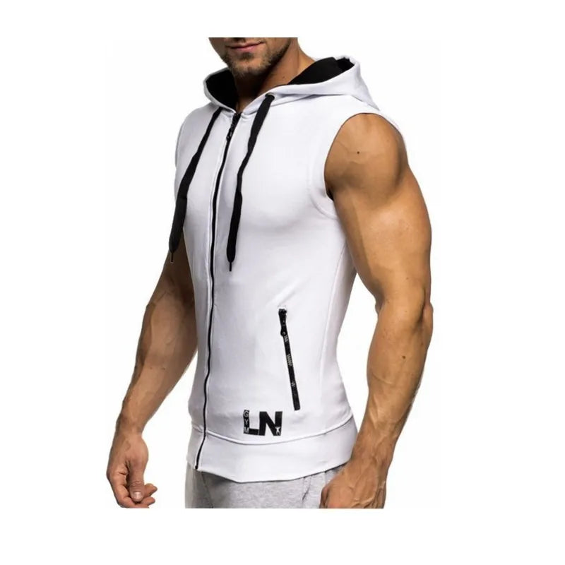 Mens Sleeveless Sweatshirt Hoodies New Clothing Hooded Tank Top Sporting Hooded for Mens Joggers Sportswear vest