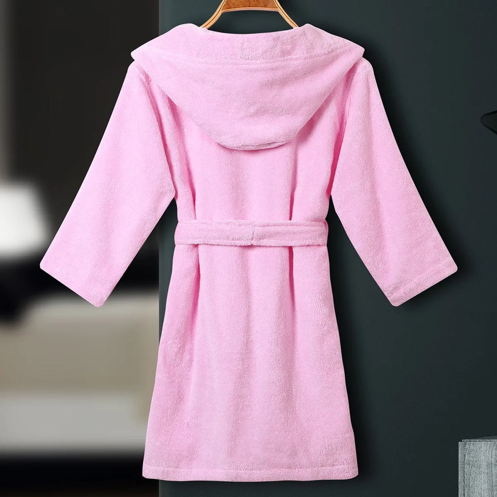 Kids Cotton Terry Bathrobe Sleepwear White Towel Nightgown Nightwear Loose Casual Hooded Robe Nightdress Child Home Clothes