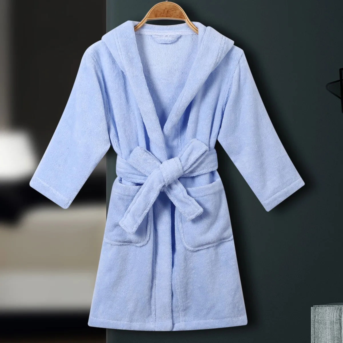 Kids Cotton Terry Bathrobe Sleepwear White Towel Nightgown Nightwear Loose Casual Hooded Robe Nightdress Child Home Clothes