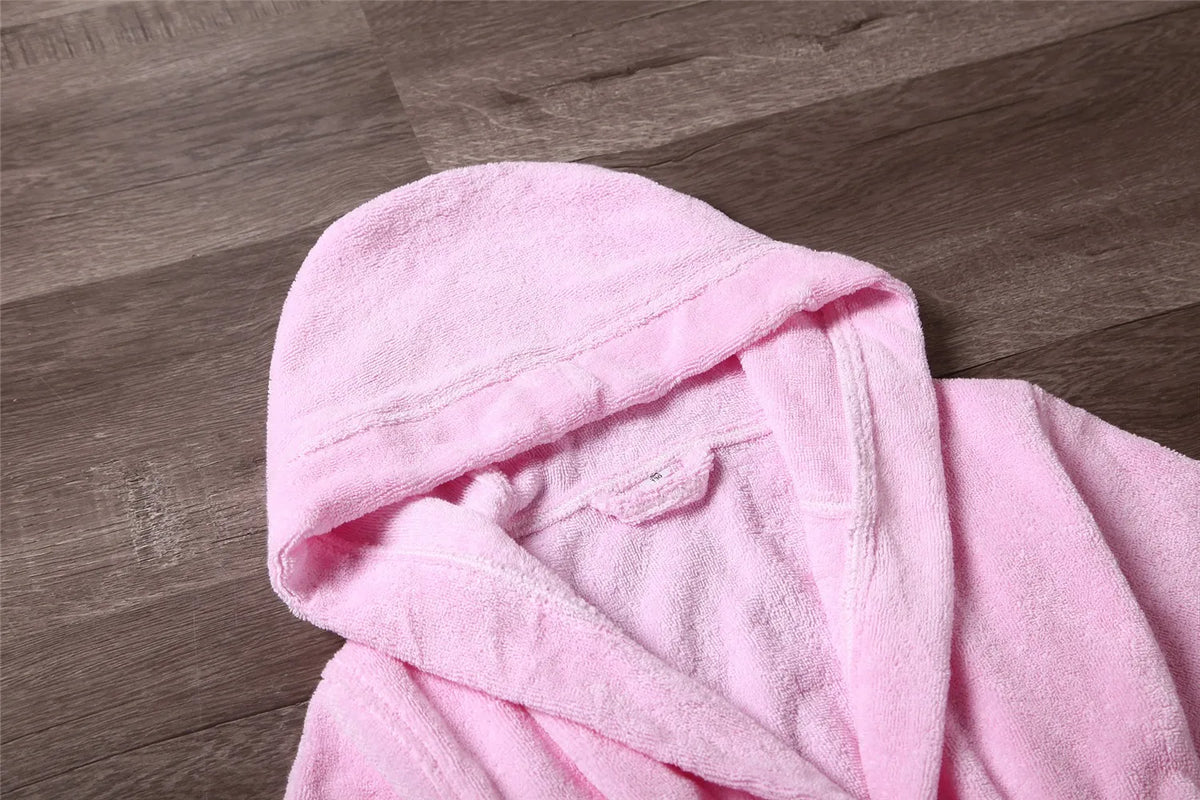 Kids Cotton Terry Bathrobe Sleepwear White Towel Nightgown Nightwear Loose Casual Hooded Robe Nightdress Child Home Clothes