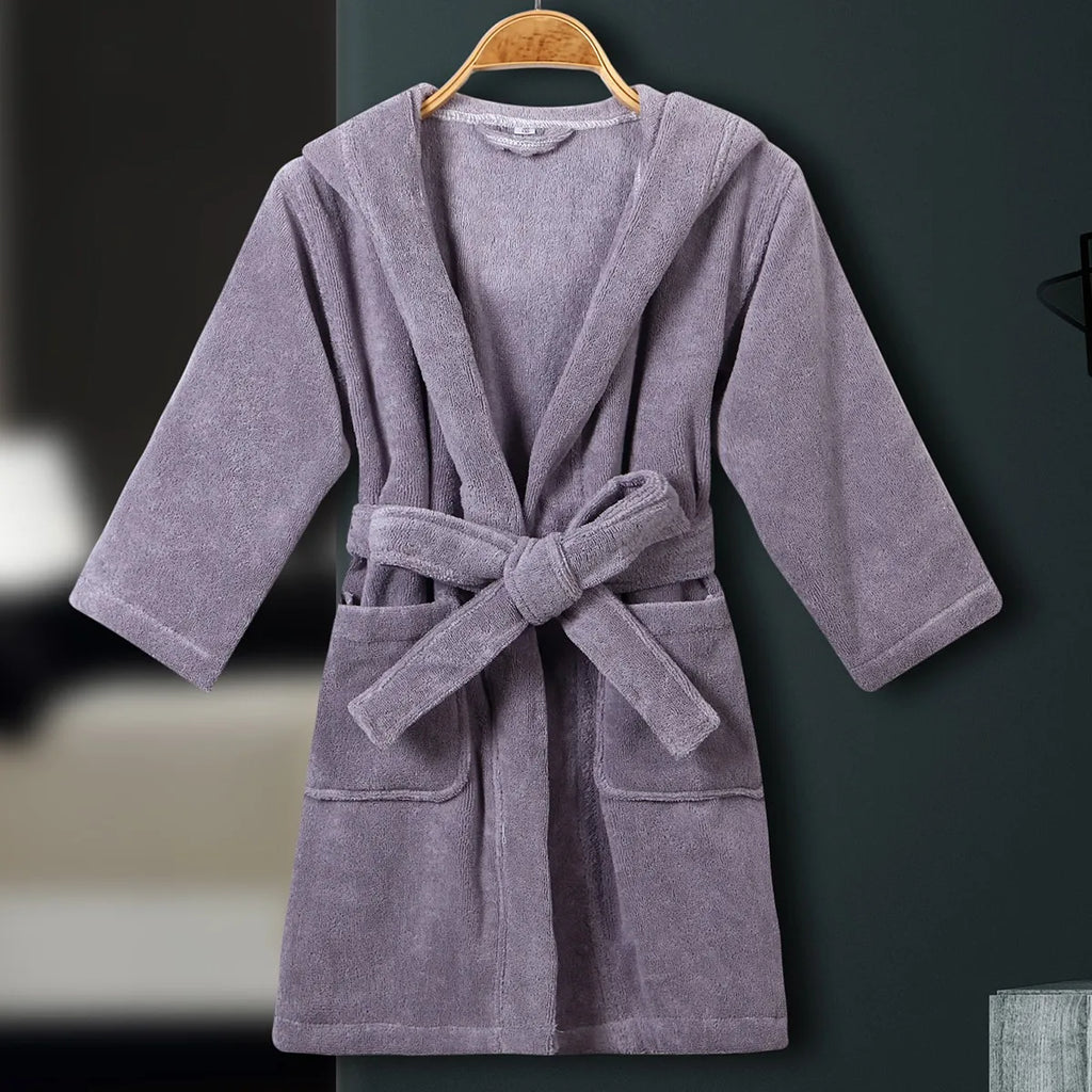 Kids Cotton Terry Bathrobe Sleepwear White Towel Nightgown Nightwear Loose Casual Hooded Robe Nightdress Child Home Clothes