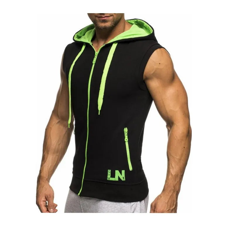 Mens Sleeveless Sweatshirt Hoodies New Clothing Hooded Tank Top Sporting Hooded for Mens Joggers Sportswear vest