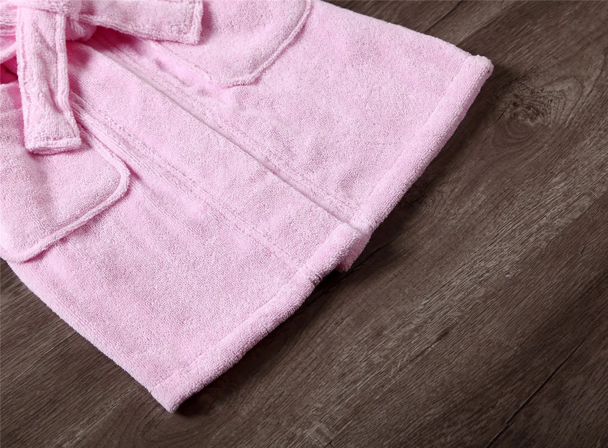 Kids Cotton Terry Bathrobe Sleepwear White Towel Nightgown Nightwear Loose Casual Hooded Robe Nightdress Child Home Clothes