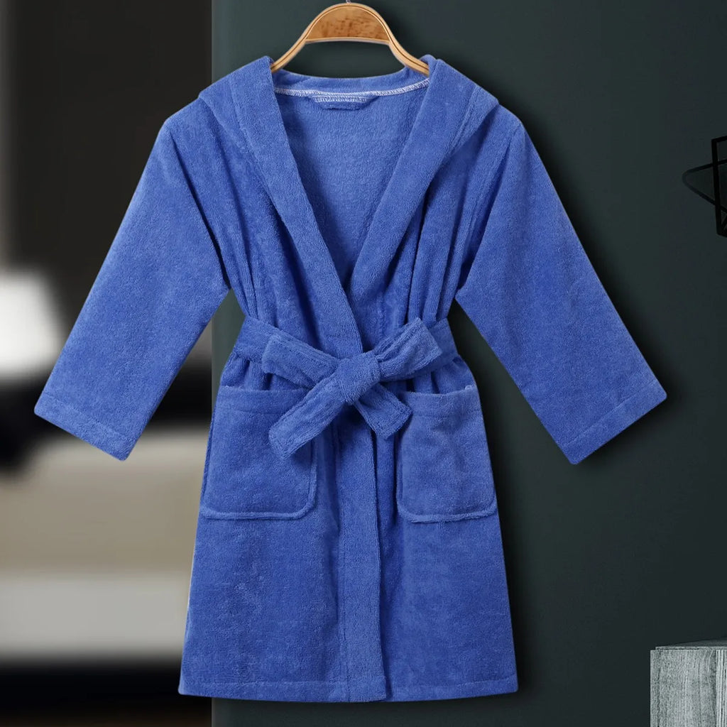 Kids Cotton Terry Bathrobe Sleepwear White Towel Nightgown Nightwear Loose Casual Hooded Robe Nightdress Child Home Clothes