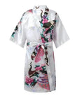 Girls Satin Kimono Robe Kids Sleepwear Peacock Flower Printed Children Bathrobe Nightgown Robe For Spa Party Wedding Birthday