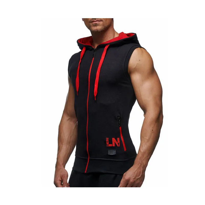 Mens Sleeveless Sweatshirt Hoodies New Clothing Hooded Tank Top Sporting Hooded for Mens Joggers Sportswear vest