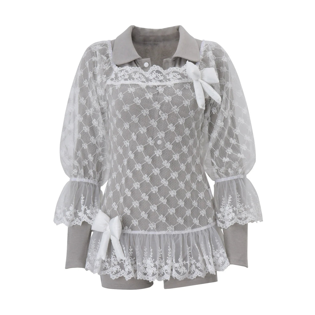 Women's Clothing 2026 Spring New Fashion French Lace See-through Hook-up Dress with Jumpsuit