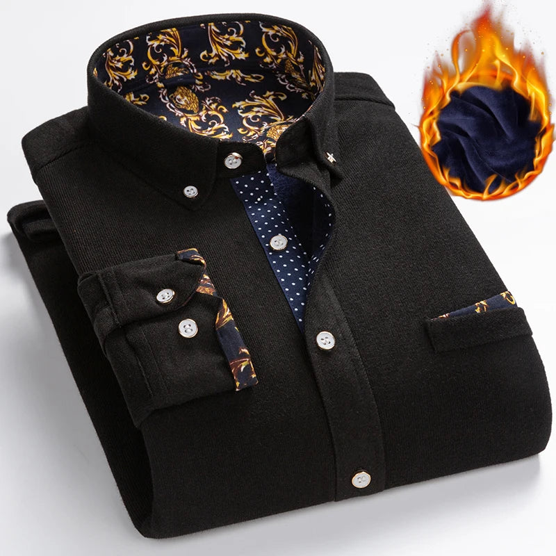 Mens Clothing Shirt For Men Long Sleeve Casual Shirt Winter Camisas Blouse Men's Streetwear Autumn Streetdress Thick Hombre