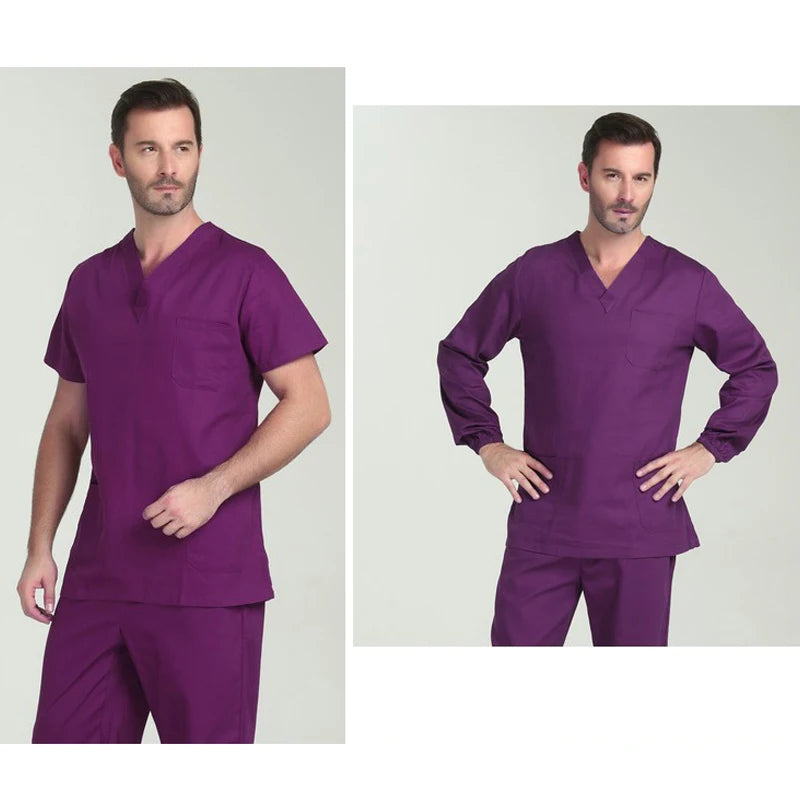 100% Cotton Scrubs Medical Uniforms Woman and Men Kombinezon Medyczny Gorros Clinicos De Mujer Bata Laboratorio Hombre Ropa Medi