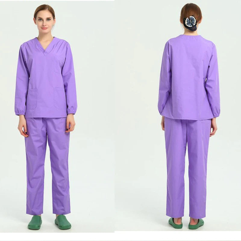 100% Cotton Scrubs Medical Uniforms Woman and Men Kombinezon Medyczny Gorros Clinicos De Mujer Bata Laboratorio Hombre Ropa Medi