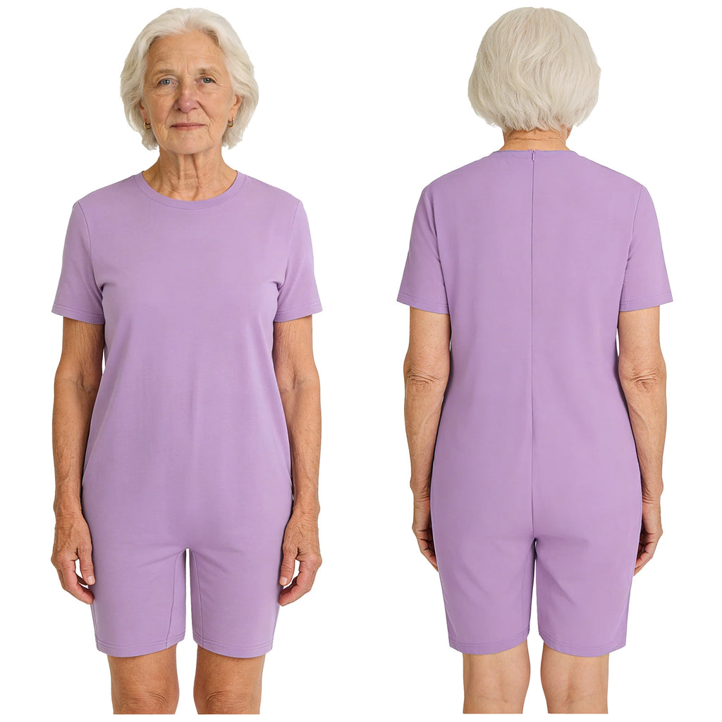 Men Women Elderly Alzheimer Autism Special Needs Adaptive Clothing Anti-Strip Back Zipper Bodysuit Homewear Sleepwear Daily Wear