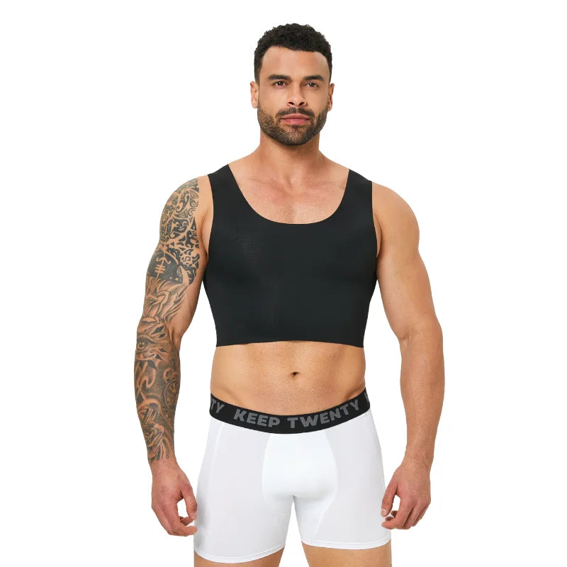 Men's Seamless Shaping Short Vest, Sleeveless Slim Fit Underwear, High Elasticity Breathable Comfortable Vest