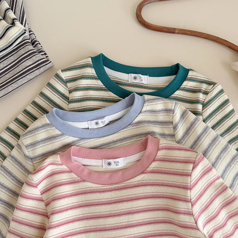 Children's Clothes Girls Tops Boys Clothing For Autumn Spring Striped Long Sleeve T-shirt