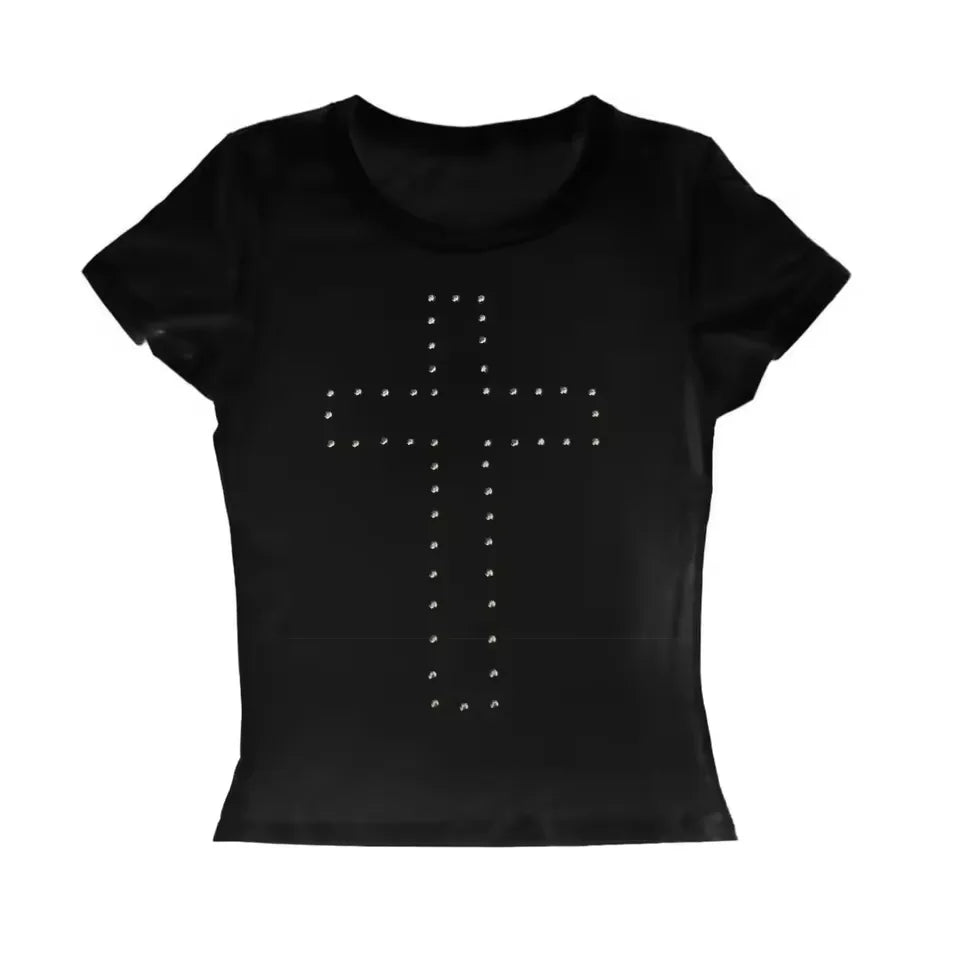 Woman Clothes Vintage Women's 2000s Y2k Tops Corset Emo Summer Aesthetic Women's Blouses Harajuku With RhinestoneCrop Top