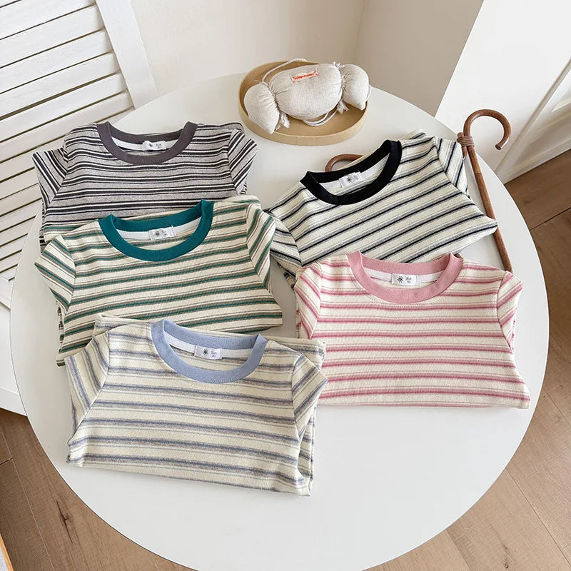 Children's Clothes Girls Tops Boys Clothing For Autumn Spring Striped Long Sleeve T-shirt