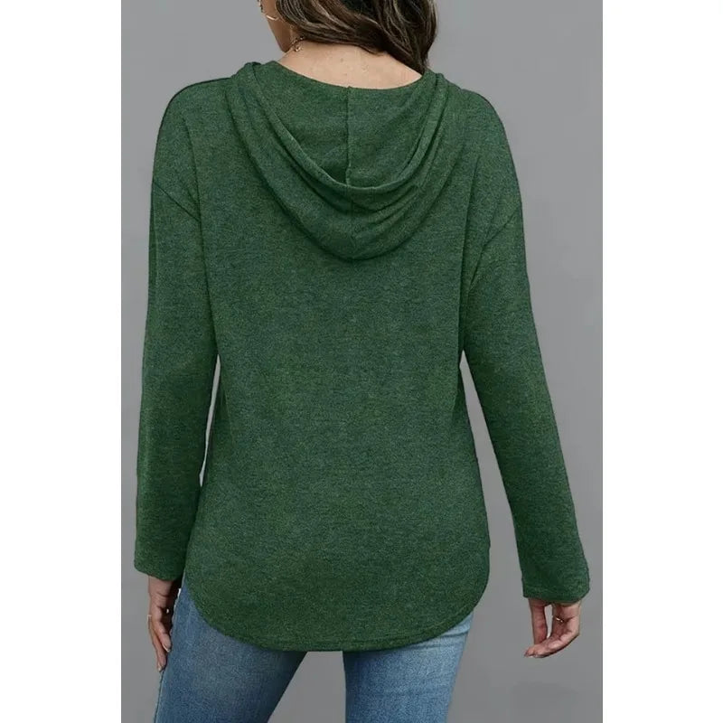 Women's Clothing European American Solid Color Drawstring Sweatshirts Loose Irregular Hoodies Top for Spring Autumn
