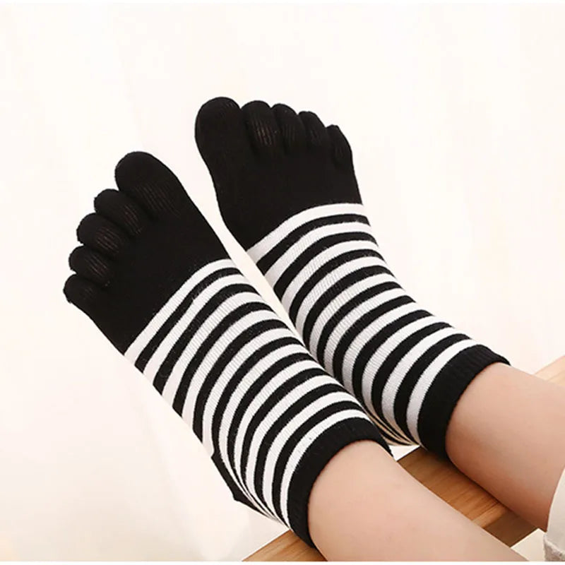 5 Pairs Children Kids Socks Thin Striped Cotton Five Finger for 4-12Y Boys Girls Casual Sports Breathable Five-toe Clothes Stuff