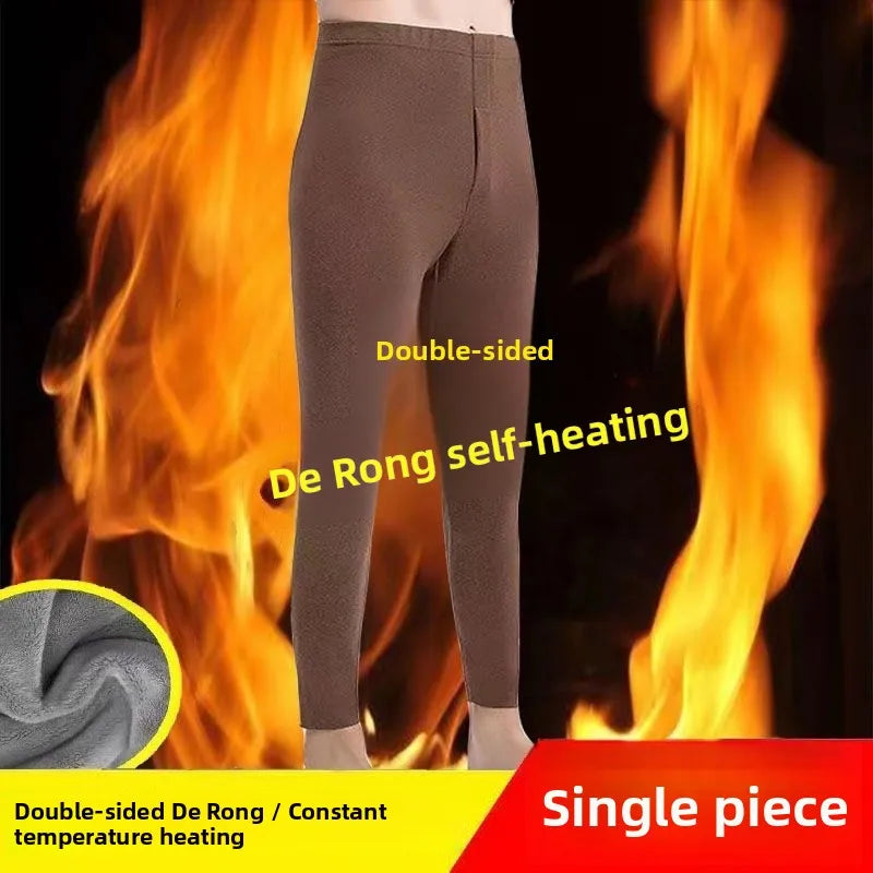 Men's Thermal High Waist Thickened Fleece Lined Winter Pants Comfortable Breathable Warm Bottoming Trousers Casual Style