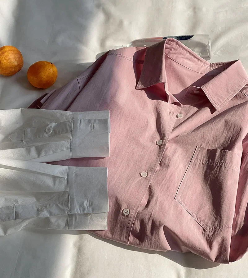 2026 Womens Tops And Blouses Fashion Pink White Shirts Blusas Roupa Women Spring Long Sleeve 100% Cotton Blouses Top Feminina
