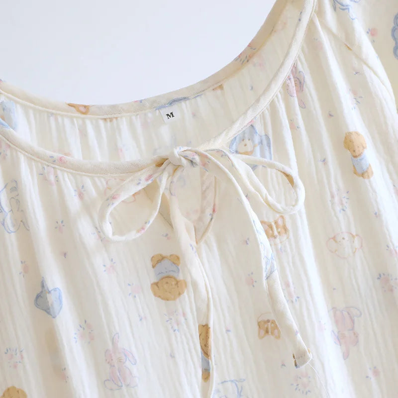 Ladies' Cotton Cloth Sleeping Dresses for Spring and Summer Newest Loose Home Clothes Cute Sweet Women Nightwear Clothes