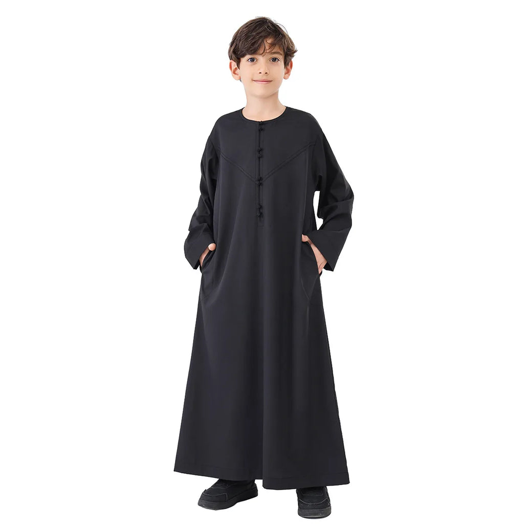 Children Robe Long Sleeve Teenager Muslim Clothing Boys Kaftan Islamic Middle East Arab Jubba Thobe Eid Djellaba Ramadan Abayas