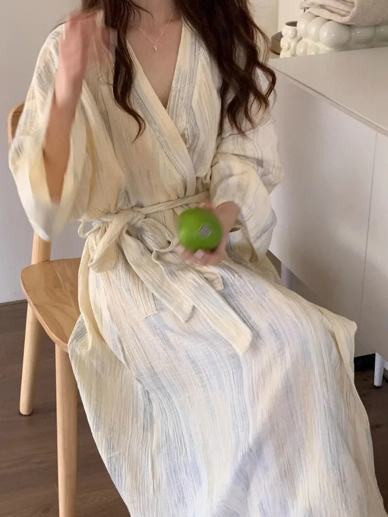 New Women Long Bathrobe Breathable Casual Wear Spring Autumn Loose Pajamas Girls Ladies Teen Casual LoungeWear Woman Nightdress