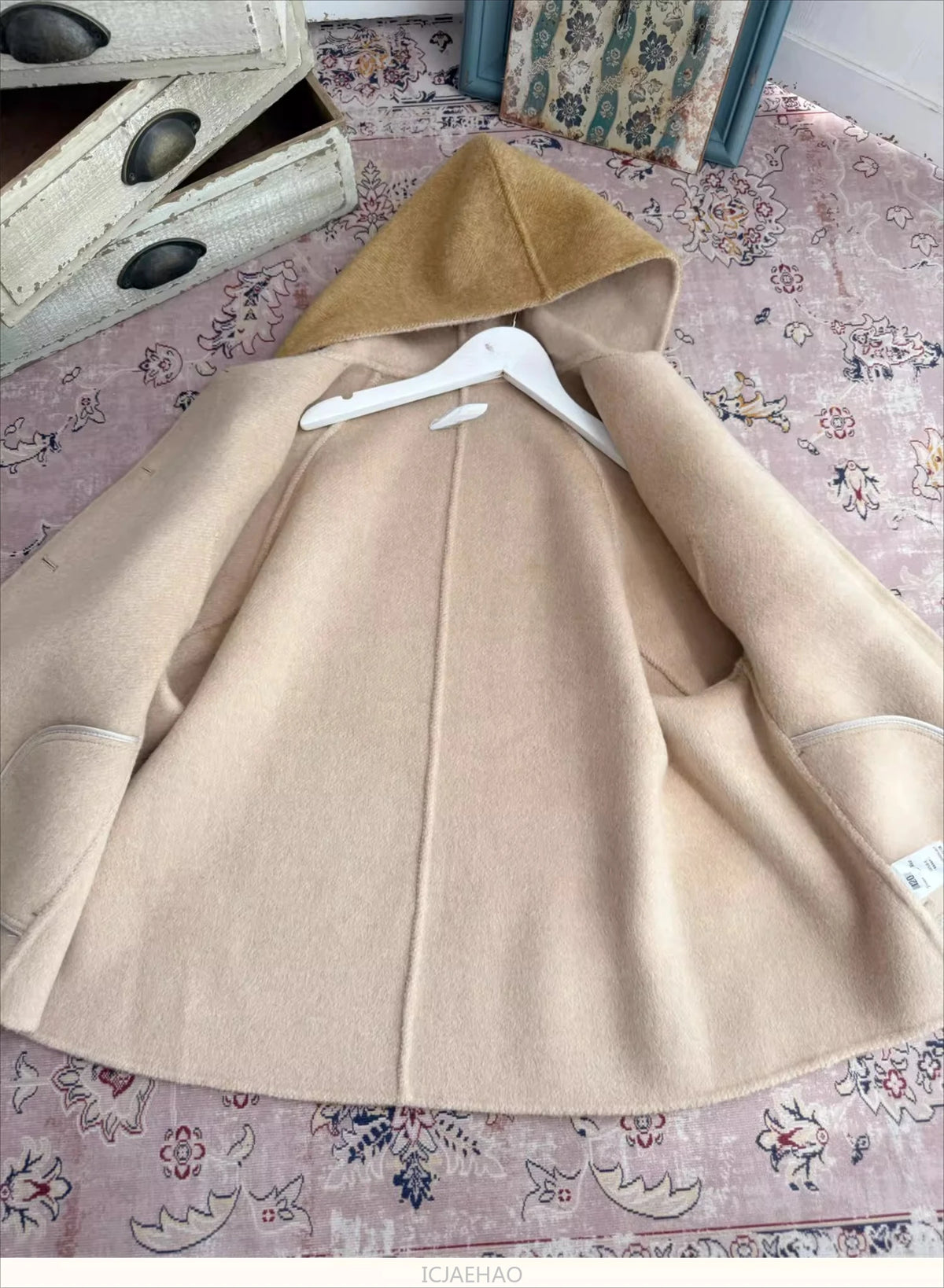 Teen Girl Clothes 2025 Children Wool Double Faced Girls Coat Clothes Kids Herringbone Outerwear Costumes Hooded Cape Handmade