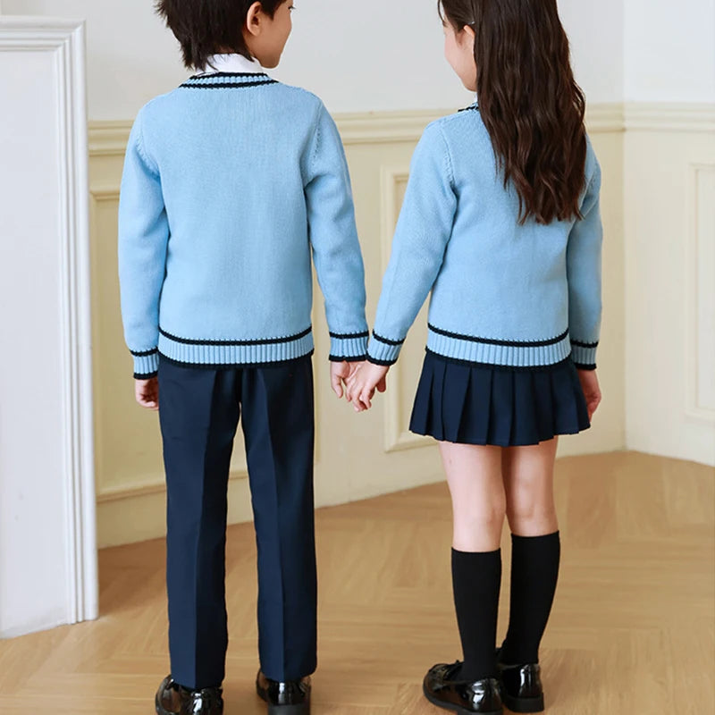 Children Kindergarten School Uniforms Spring Girls Pleated Skirts JK Suit Boy Coat+shirt+skirt+necktie+badge Performance Costume