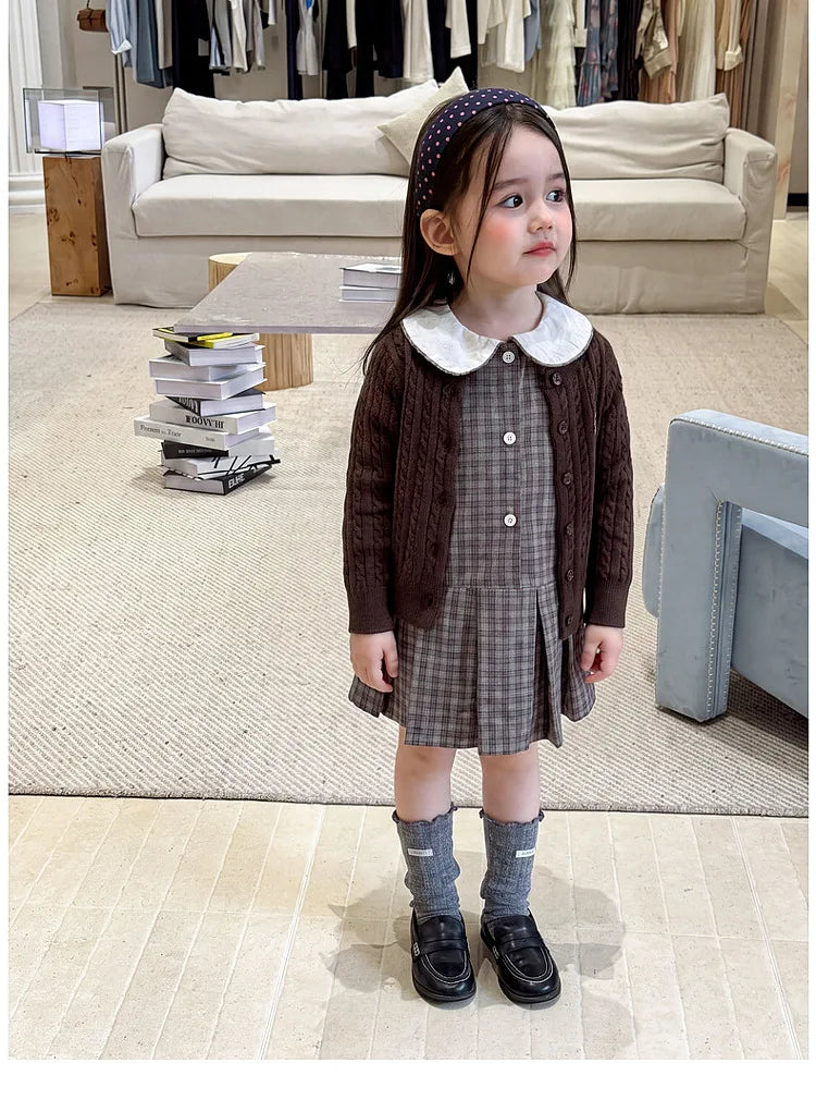 New Children Clothing Dress Winter Clothing Children Plaid Long Skirt Comfortable and Casual Pure Cotton A-class Baby Girl Dress