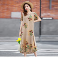 New Summer Home Clothing For Middle-aged Mothers Short Sleeve Sleepwear Dress Cotton Rayon Long Nightdress Women Nightgowns 5XL