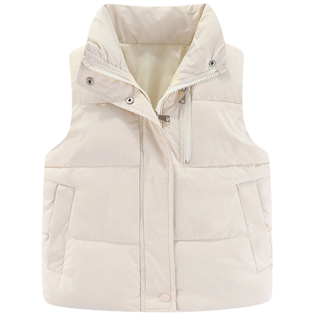 Children's Down Cotton Jacket,Girls Winter Vest,Warm Sleeveless Fleece Boys Waistcoat,Stand Collar Toddlers Quilted Coat