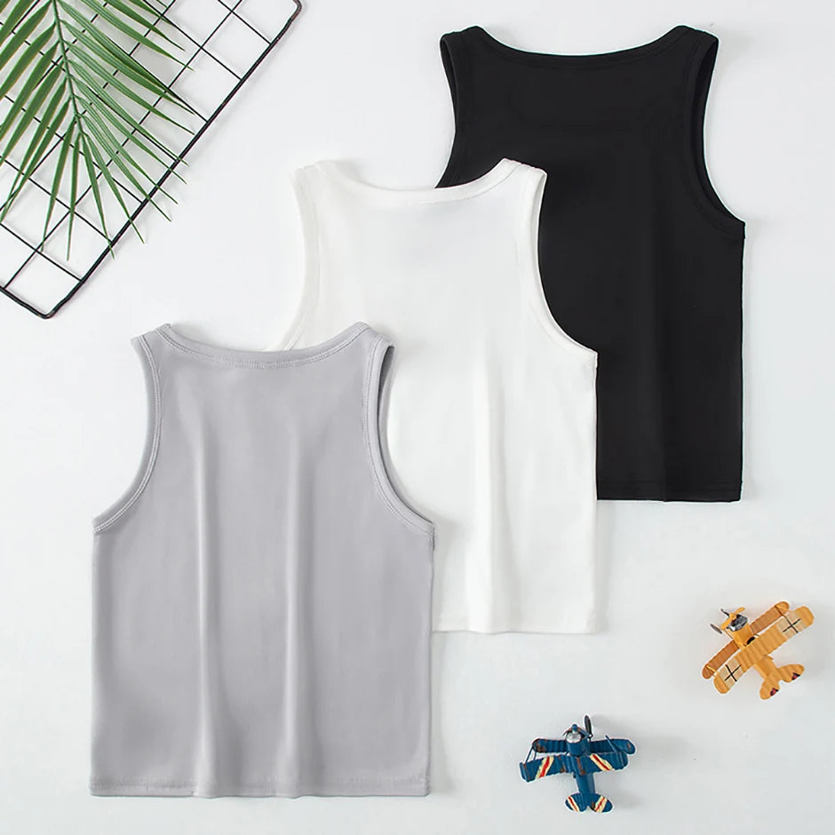 3-Pcs Children's Solid Color Classic Combination Vest Boy Casual Sports Bottoming Shirt Girl Soft And Comfortable Joker T-shirt