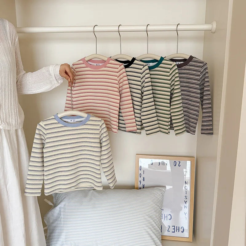 Children's Clothes Girls Tops Boys Clothing For Autumn Spring Striped Long Sleeve T-shirt