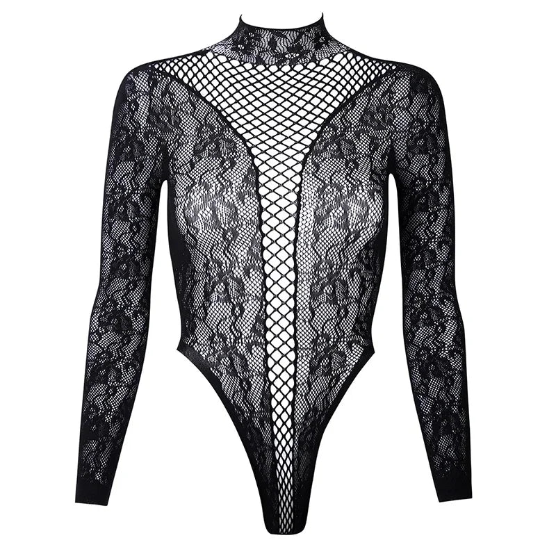 Men's Christmas Bodysuits Male Long Sleeved Uniforms Autumn Winter Underwear Fetish Breathable Gentlemen Mesh Clothes White Red